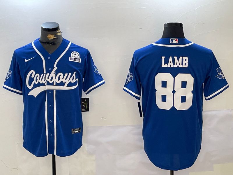Men Dallas Cowboys 88 Lamb Blue Joint Name 2024 Nike Limited NFL Jersey style 9302